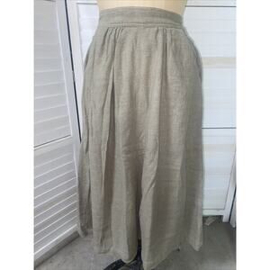Vintage 60s Sangam Imports Midi A Line Skirt Khaki Cotton Sz Small